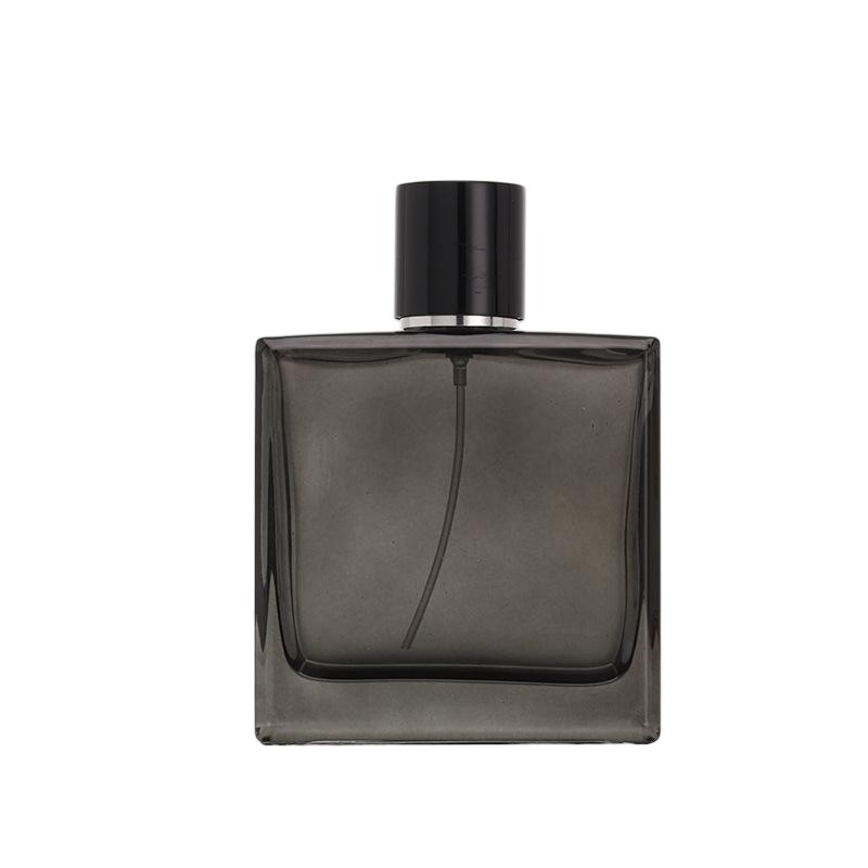 Wholesale 100ml Smoke Grey Square Glass Perfume Bottle