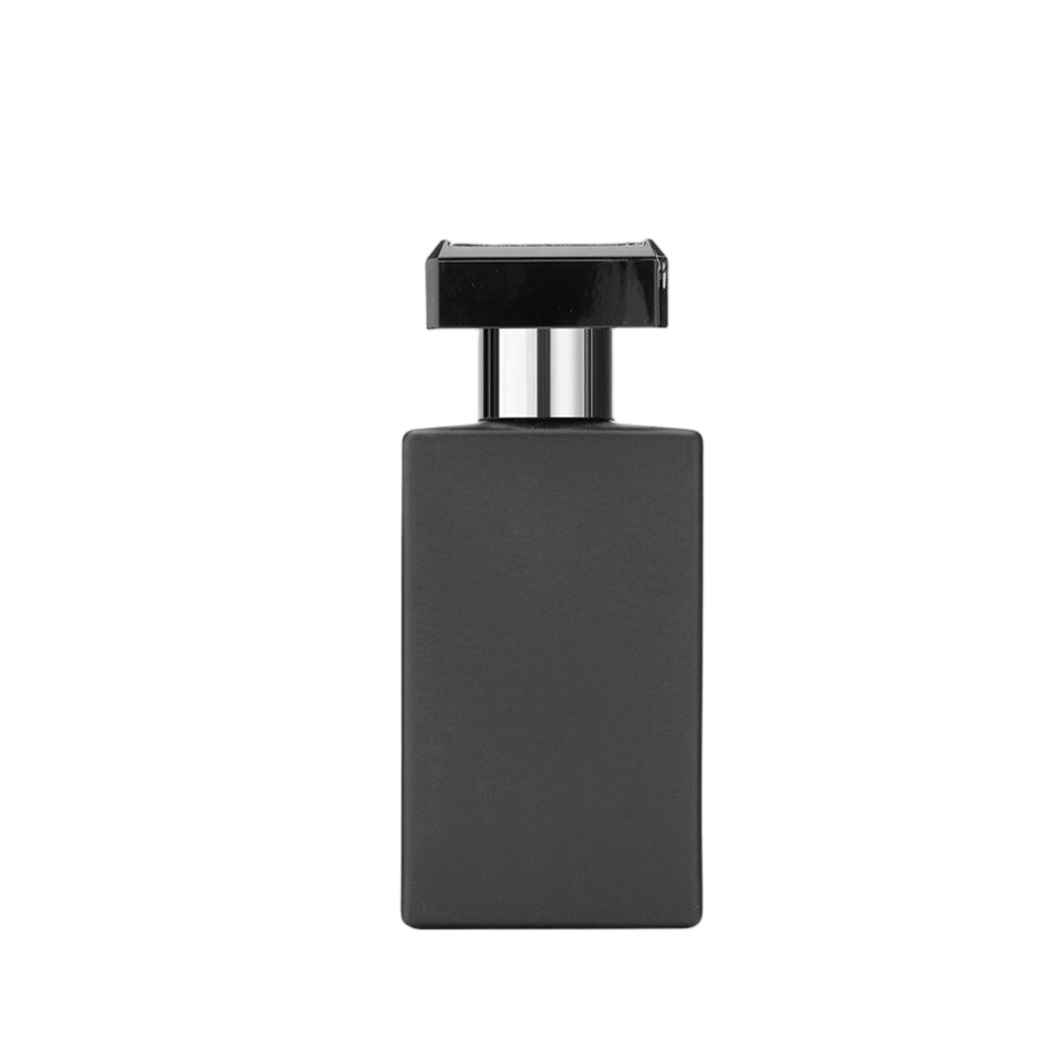 Wholesale 50ml Matte Black Square Glass Perfume Bottle
