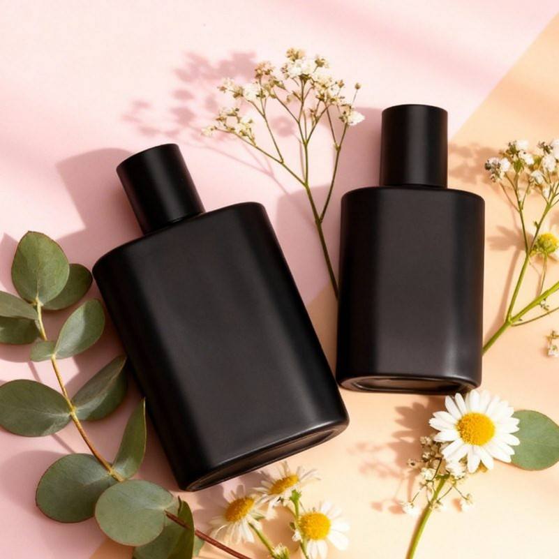 Wholesale 100ml Matte Black Rectangular Glass Perfume Bottle