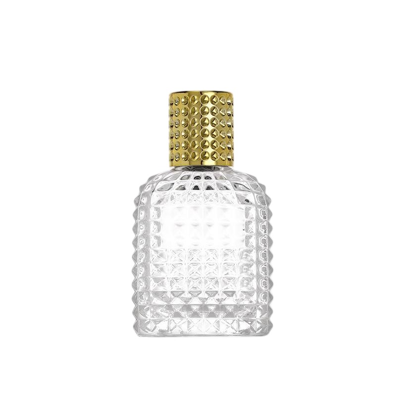 Wholesale 50ml Diamond-Pattern Round Glass Perfume Bottle