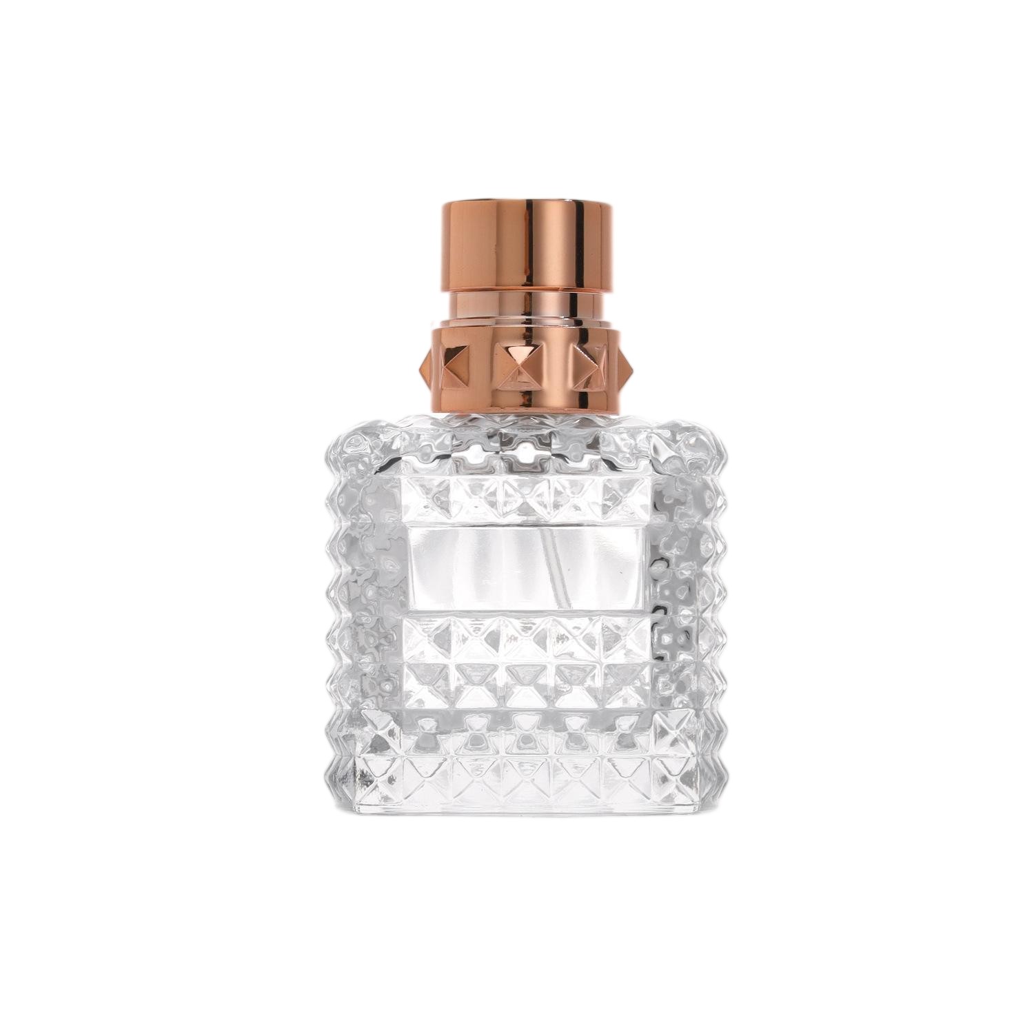 Wholesale 50ml Diamond-Pattern Square Glass Perfume Bottle