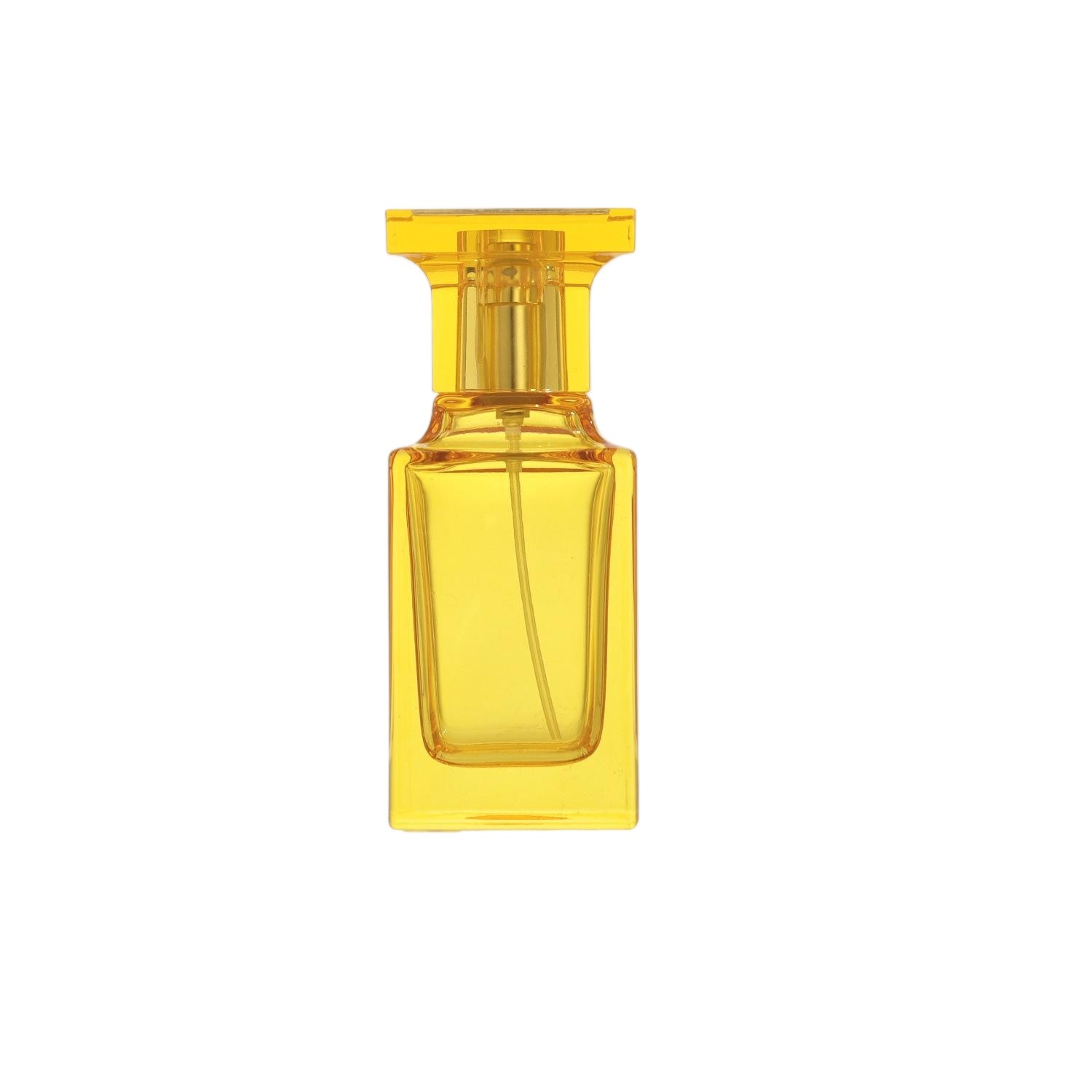 Wholesale 50ml Translucent Amber-Orange Square Glass Perfume Bottle