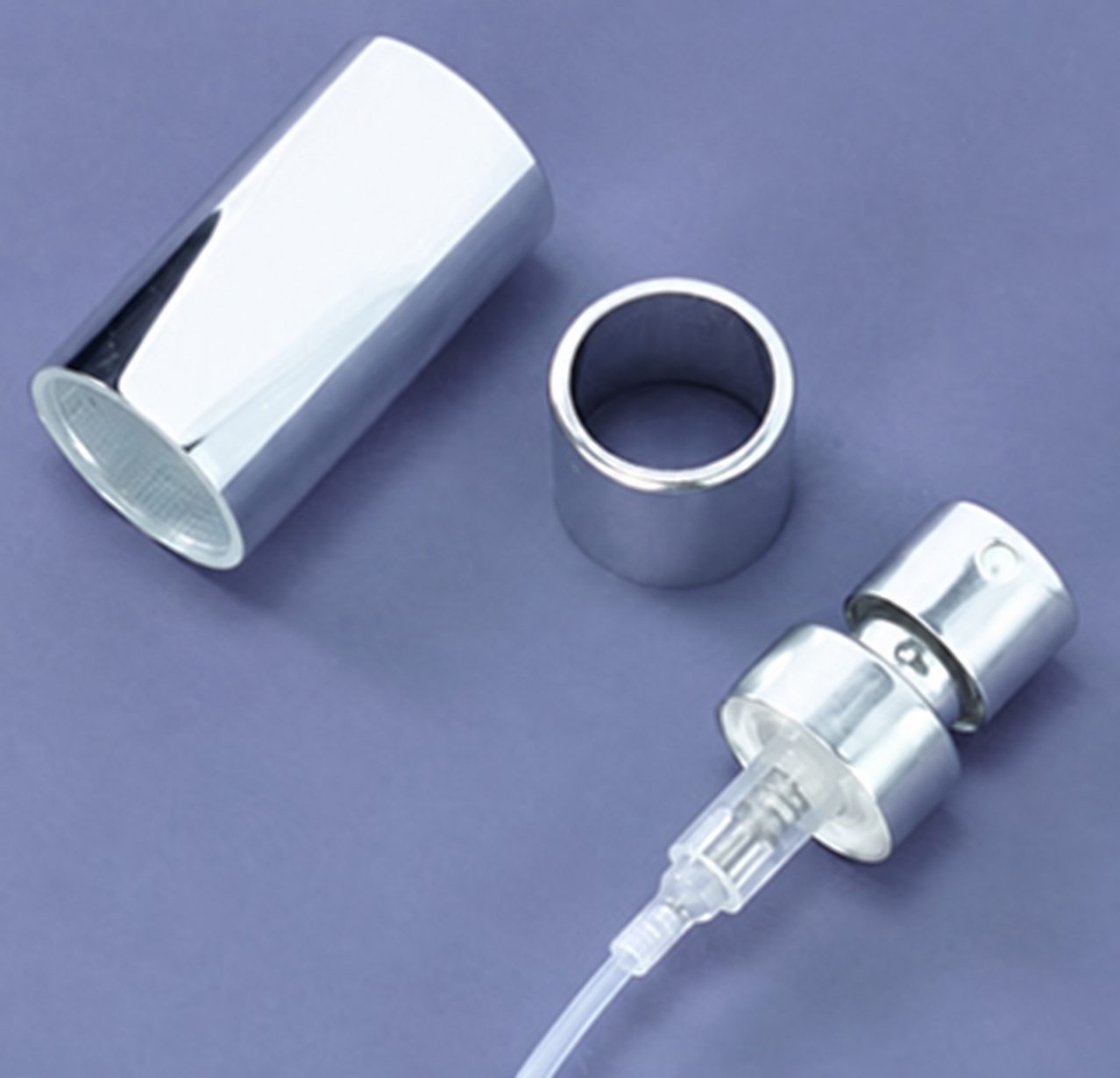 Wholesale 15mm Silver Aluminum-Finish Perfume Pump, Collar and Cap Set
